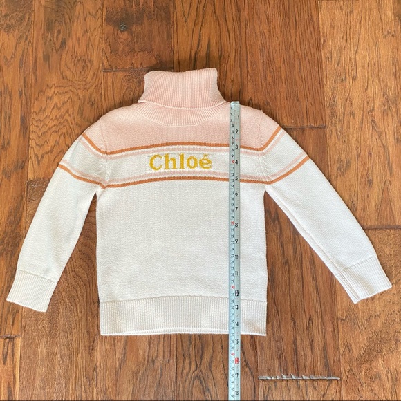 Chloé Girls Pink TurtleNeck Logo Sweater. 3T - Picture 4 of 11